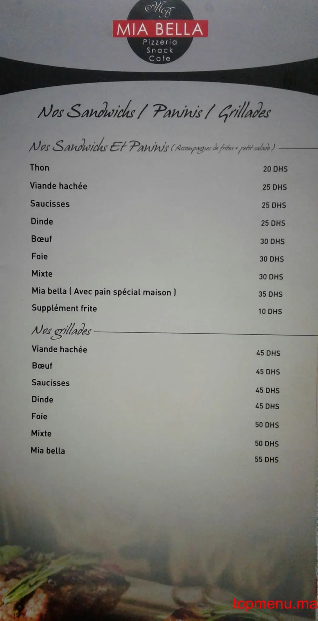 Restaurant Mia Bella menu page 2 Mia Bella menu page 2