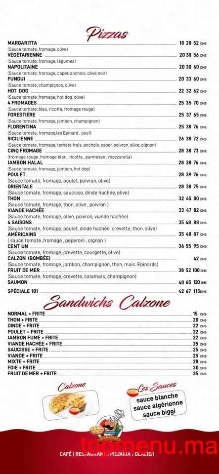 Restaurant Cent un – 101 menu page 2 Cent un – 101 menu page 2