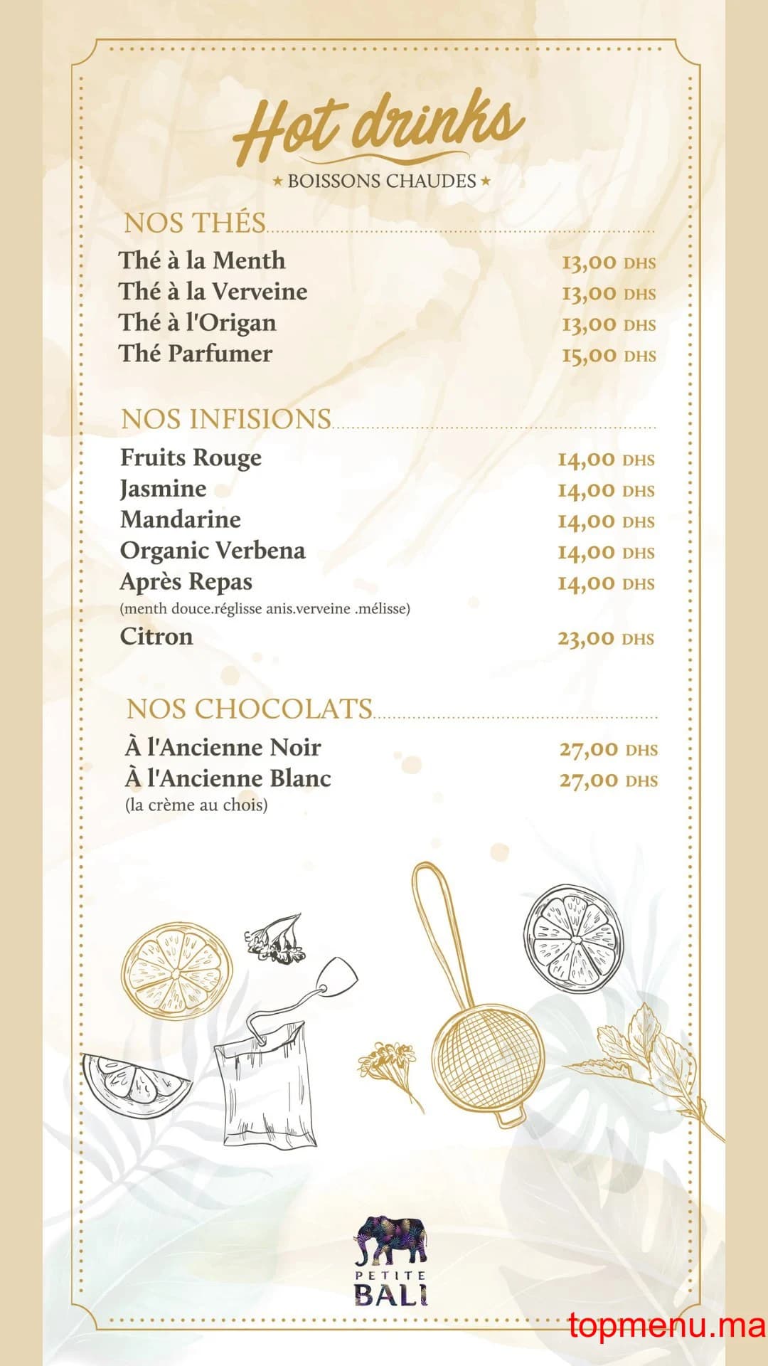 Restaurant La Petite Bali menu page 3 La Petite Bali menu page 3