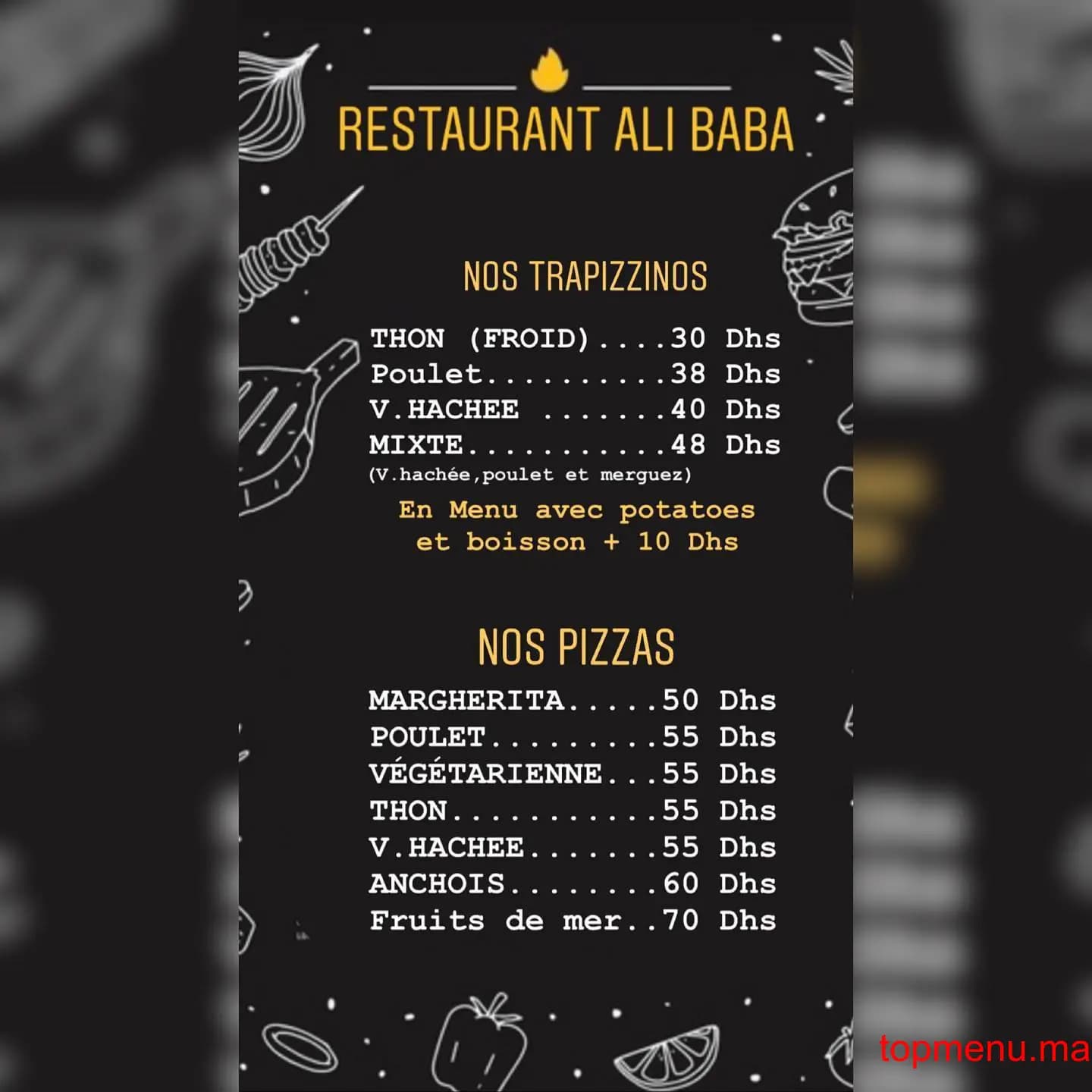 Restaurant Ali Baba menu page 2 Ali Baba menu page 2