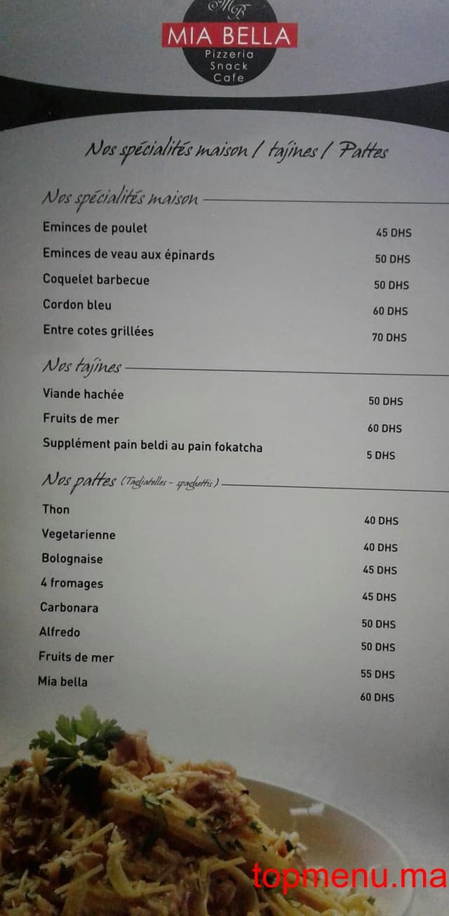 Restaurant Mia Bella menu page 4 Mia Bella menu page 4