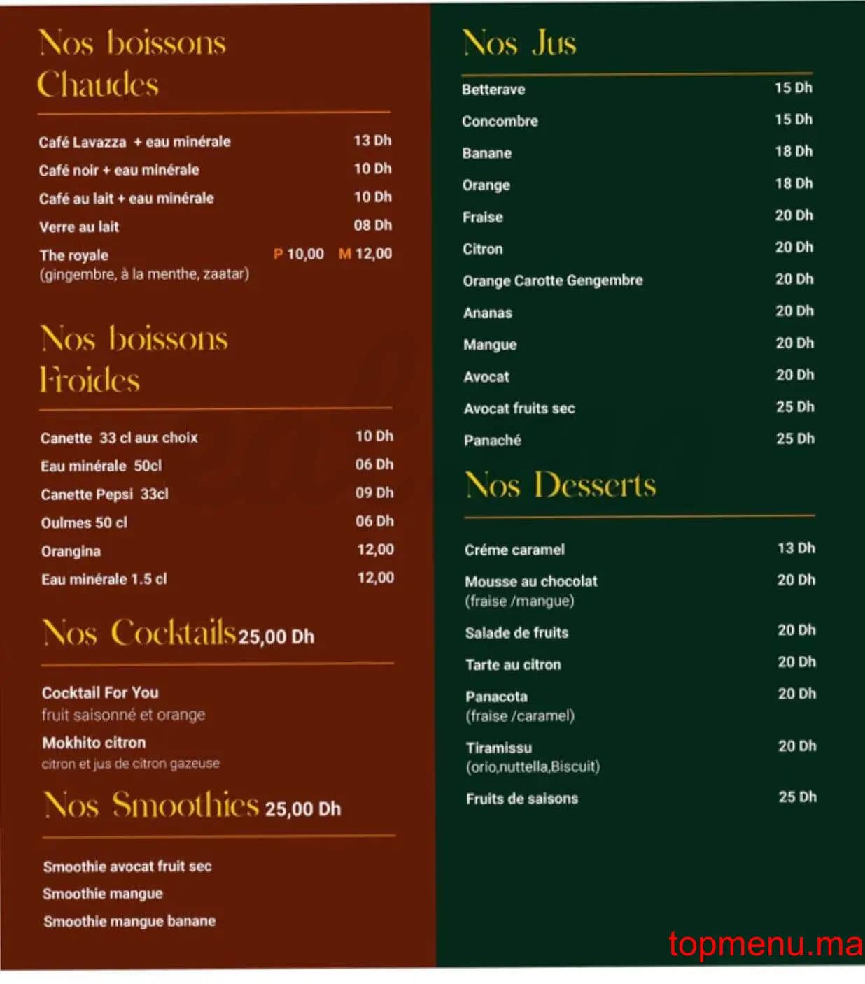 Restaurant For you menu page 2 For you menu page 2