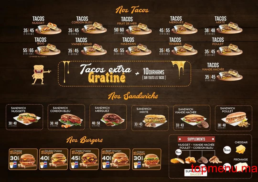 Restaurant Tacos Mazagan menu page 1 Tacos Mazagan menu page 1