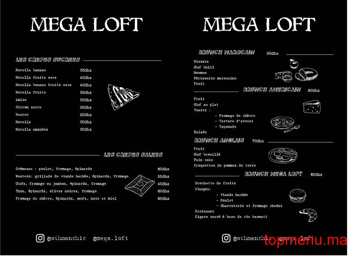 Restaurant Mega Loft menu page 1 Mega Loft menu page 1