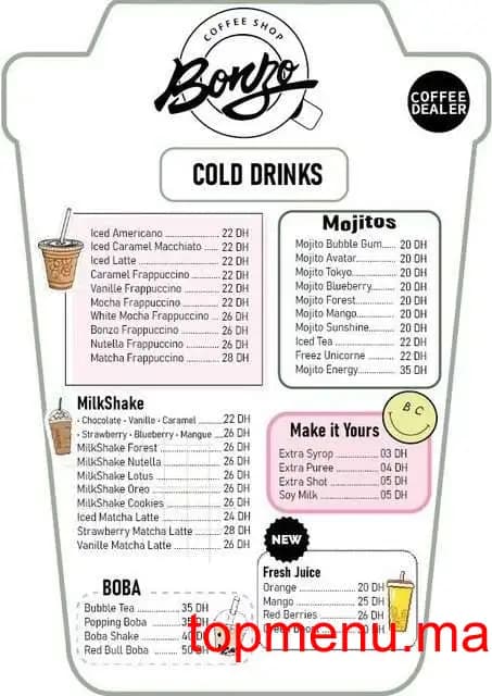 Restaurant Bonzo menu page 1 Bonzo menu page 1