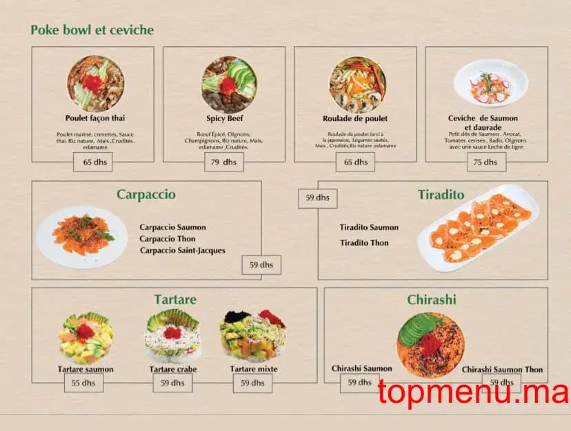 Restaurant Matcha sushi menu page 3 Matcha sushi menu page 3