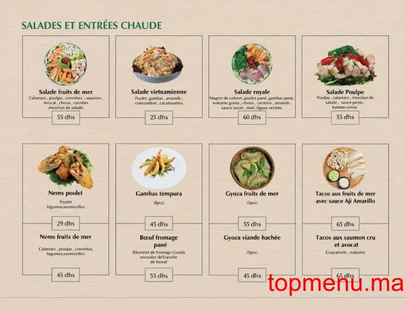 Restaurant Matcha sushi menu page 1 Matcha sushi menu page 1