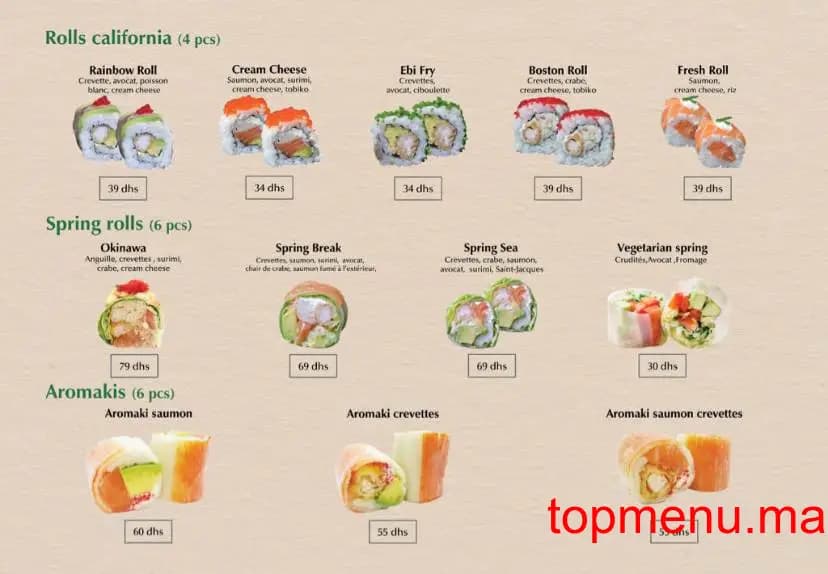 Restaurant Matcha sushi menu page 5 Matcha sushi menu page 5