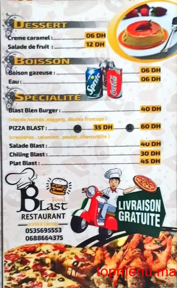 Restaurant Blast Food menu page 2 Blast Food menu page 2