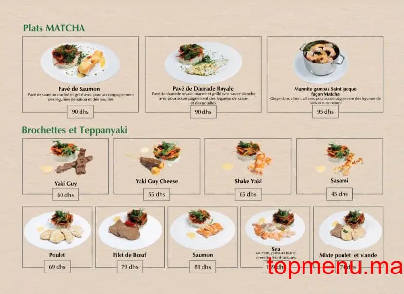 Restaurant Matcha sushi menu page 8 Matcha sushi menu page 8
