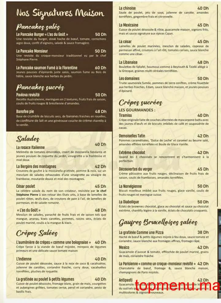 Restaurant L’As du goût menu page 3 L’As du goût menu page 3
