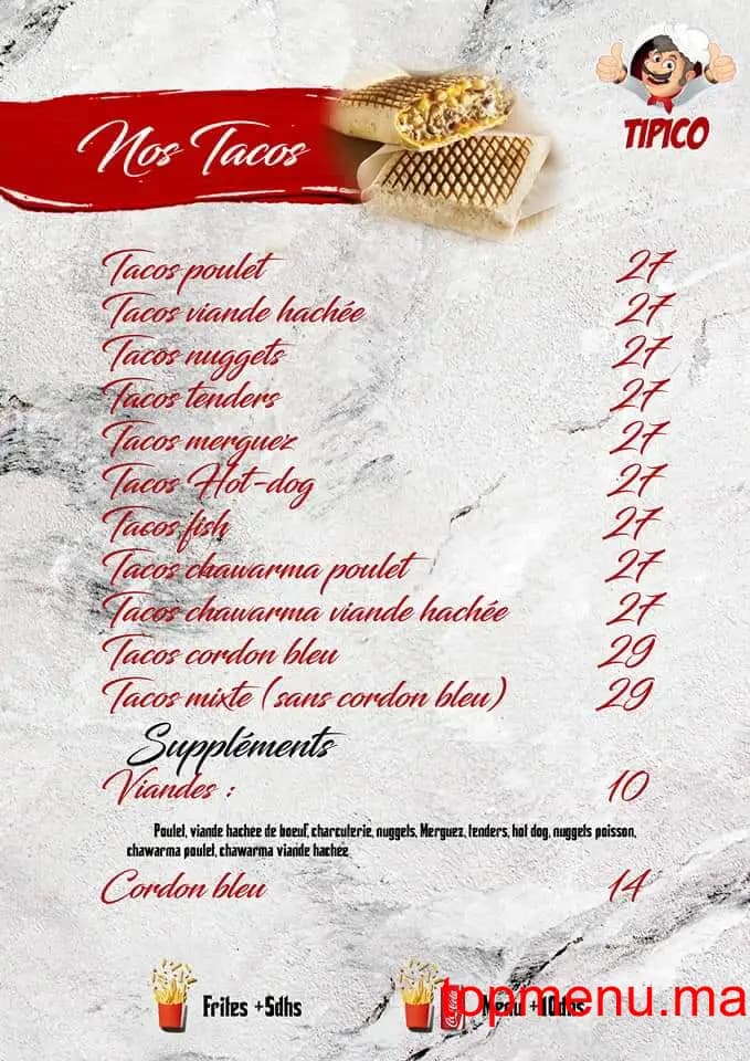 Restaurant Tipico Pizza menu page 2 Tipico Pizza menu page 2