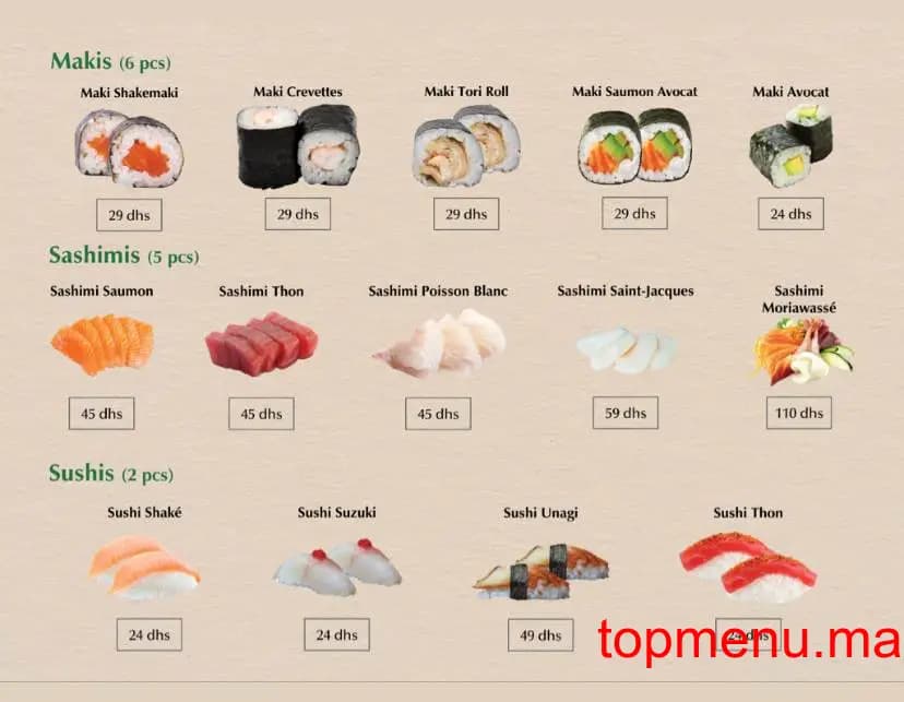 Restaurant Matcha sushi menu page 4 Matcha sushi menu page 4