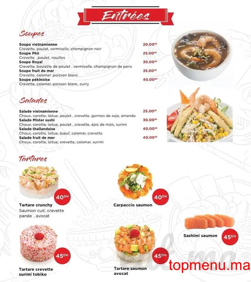 Restaurant Mister sushi menu page 1 Mister sushi menu page 1