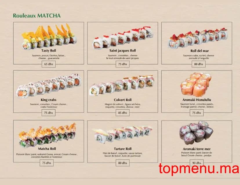 Restaurant Matcha sushi menu page 7 Matcha sushi menu page 7