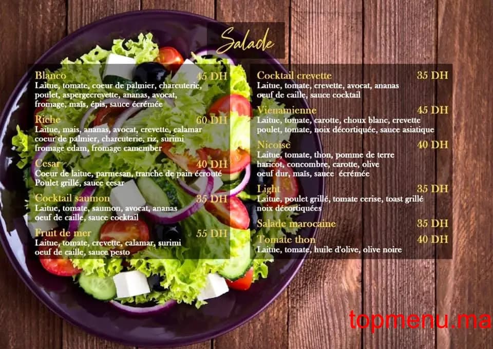 Restaurant Blanco café menu page 9 Blanco café menu page 9