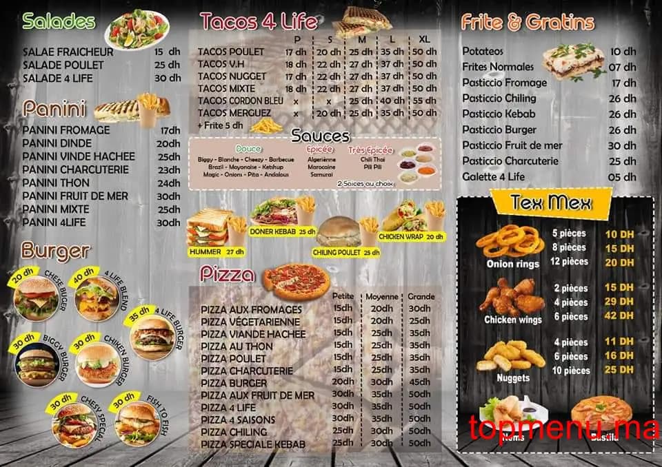 Restaurant Tacos 4 life menu page 2 Tacos 4 life menu page 2