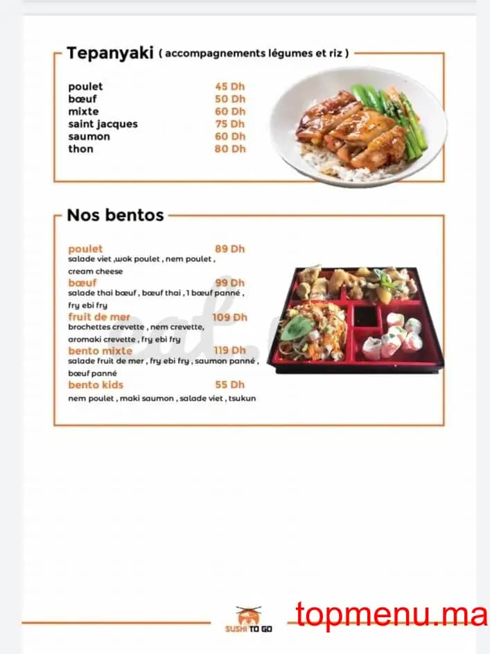 Restaurant Sushi to go menu page 6 Sushi to go menu page 6