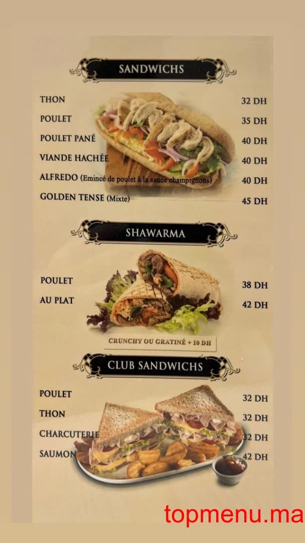 Restaurant Golden Tense menu page 16 Golden Tense menu page 16