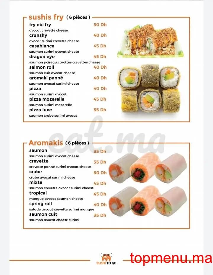 Restaurant Sushi to go menu page 3 Sushi to go menu page 3