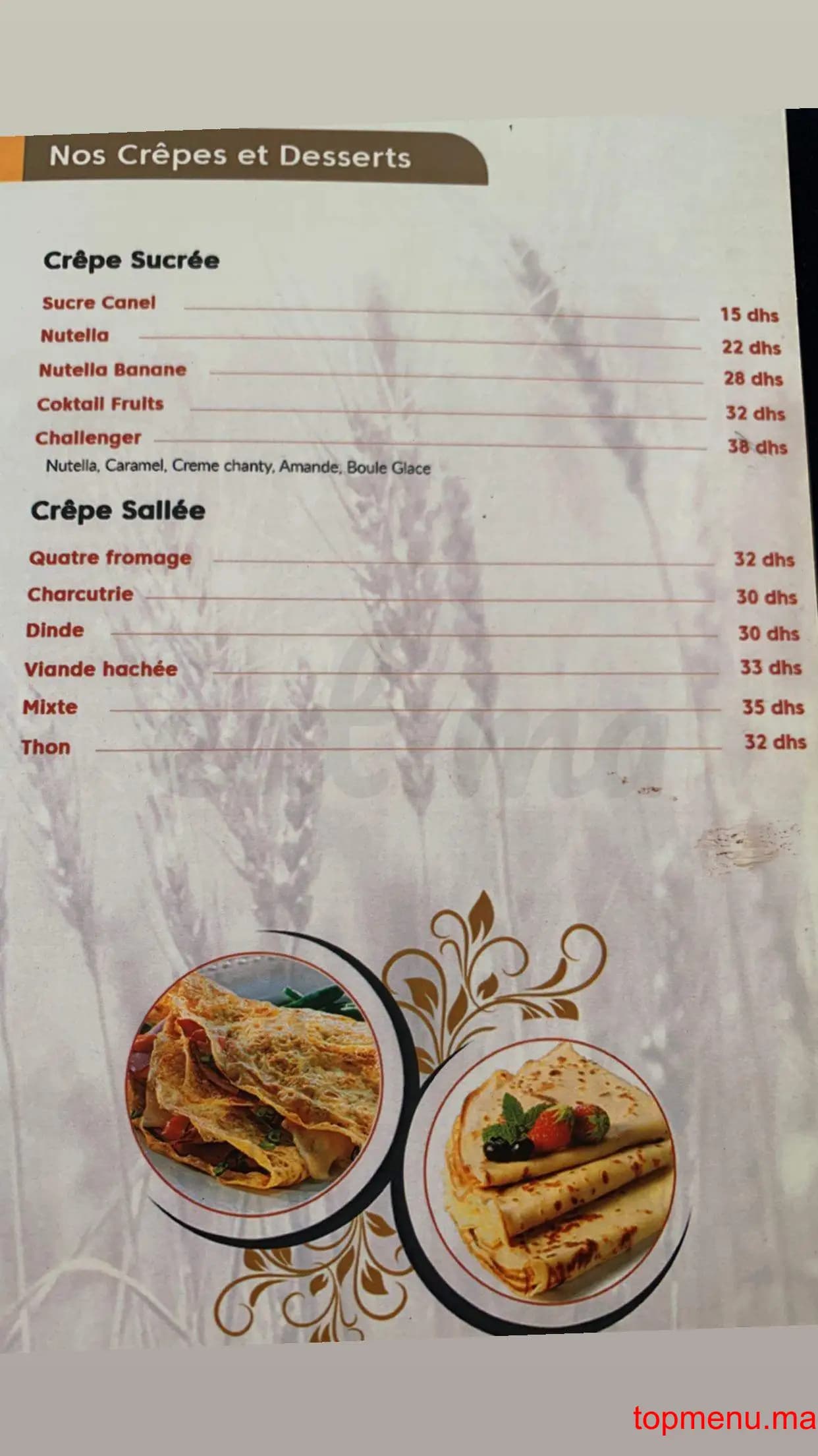 Restaurant Challenger menu page 1 Challenger menu page 1