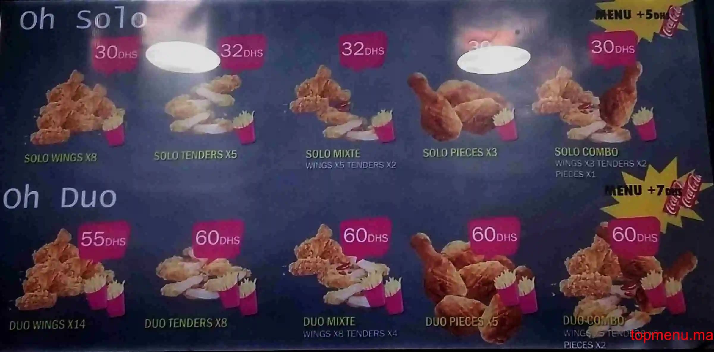 Restaurant Oh Chicken menu page 1 Oh Chicken menu page 1