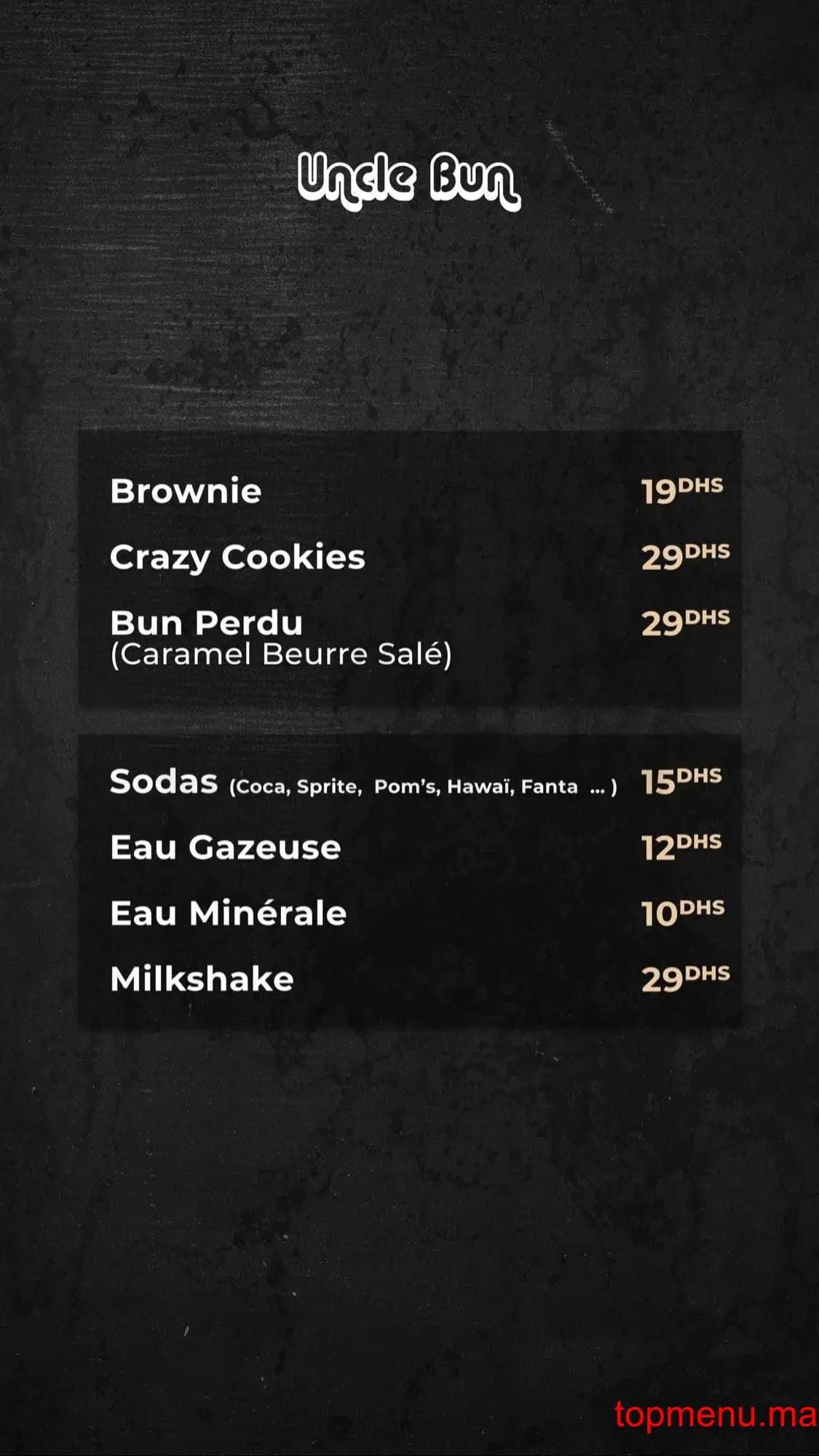 Restaurant Uncle bun Maroc menu page 13 Uncle bun Maroc menu page 13