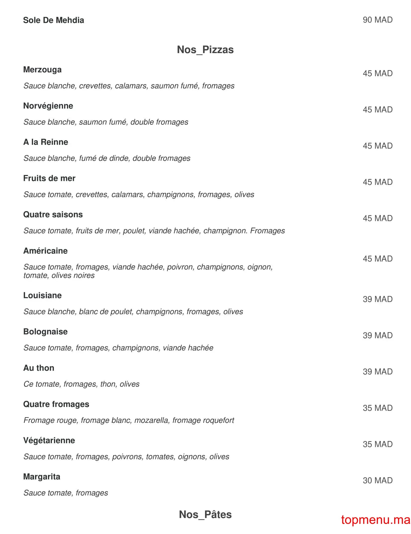 Restaurant Merzouga menu page 8 Merzouga menu page 8