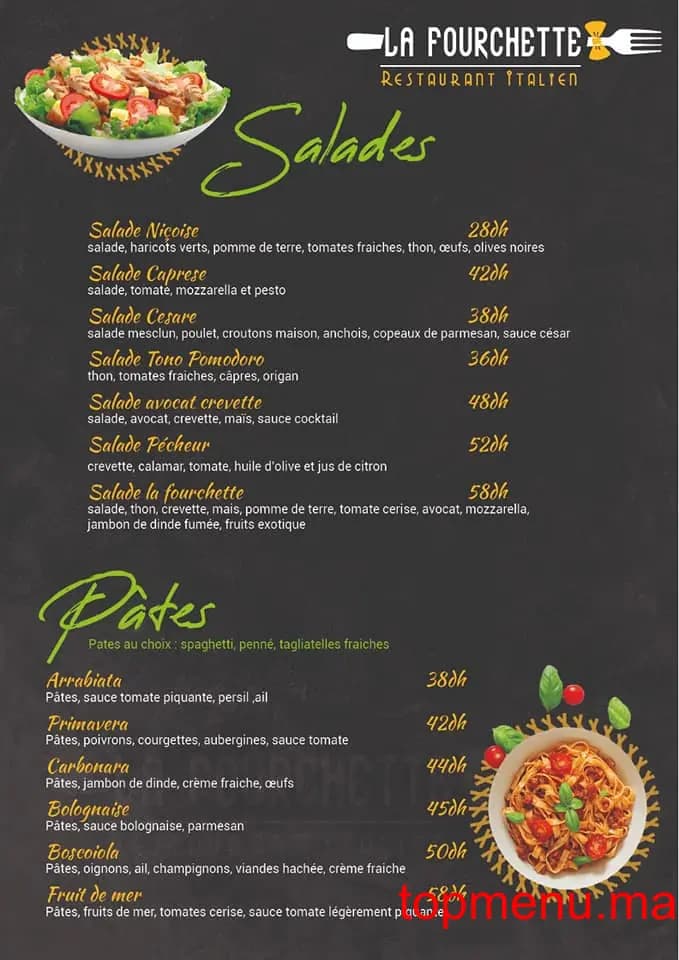 Restaurant La Fourchette menu page 4 La Fourchette menu page 4