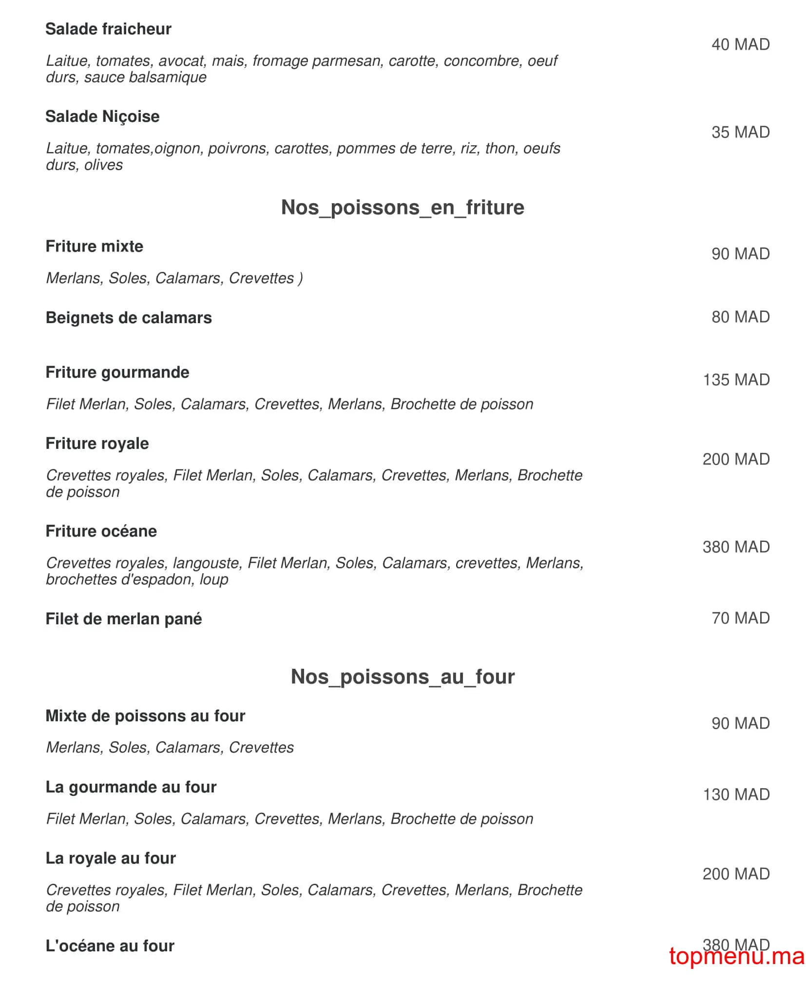 Restaurant Merzouga menu page 6 Merzouga menu page 6