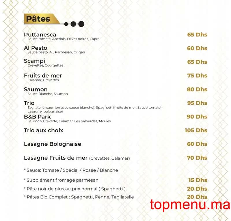 Restaurant B&B Park menu page 9 B&B Park menu page 9