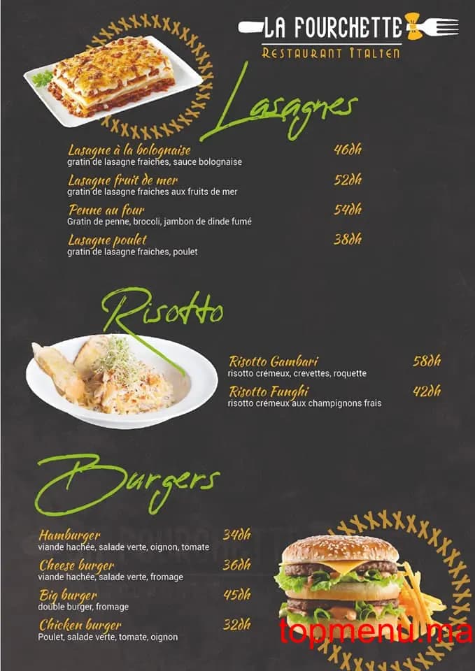 Restaurant La Fourchette menu page 3 La Fourchette menu page 3