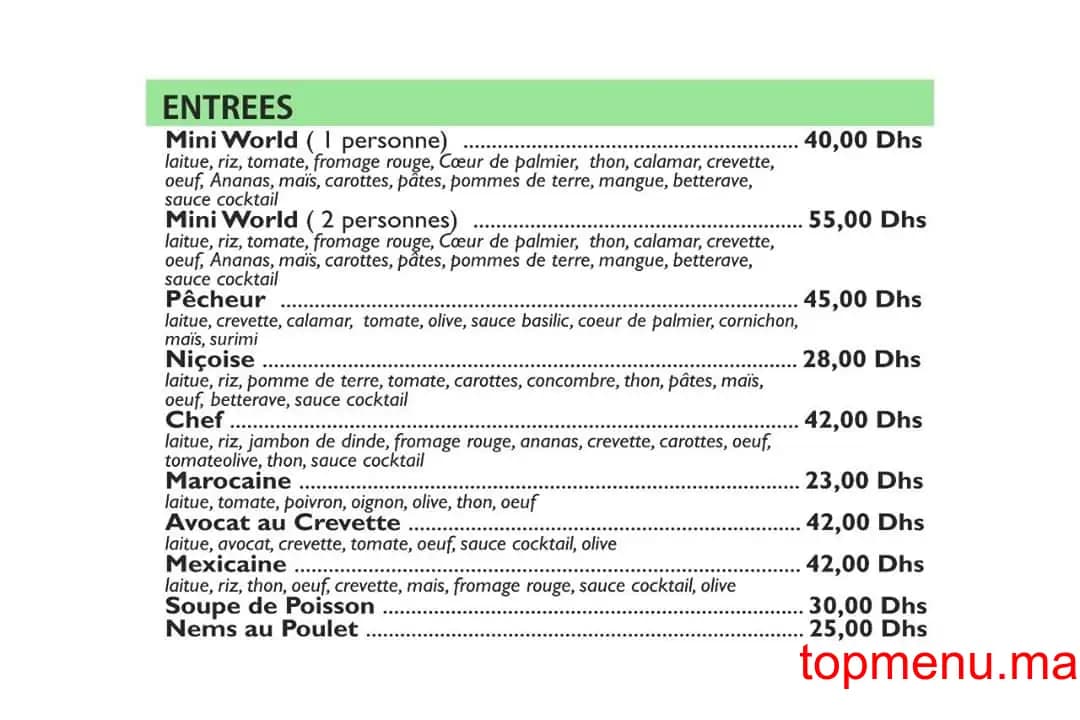 Restaurant Mini World menu page 17 Mini World menu page 17