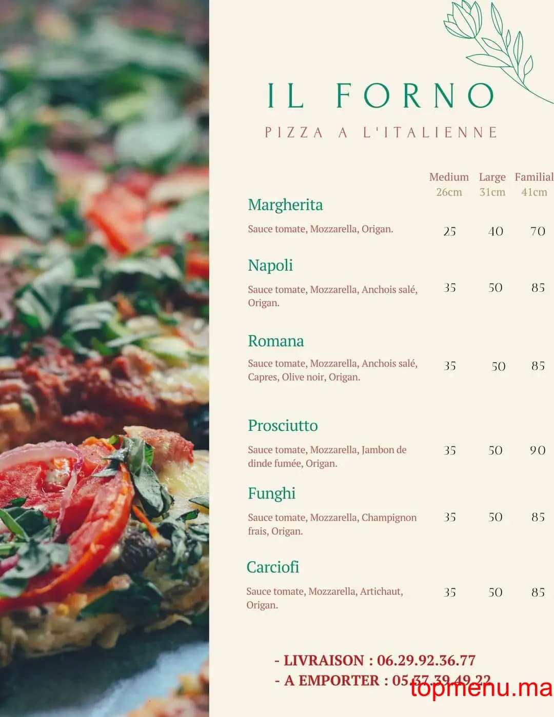 Restaurant Il Forno menu page 5 Il Forno menu page 5