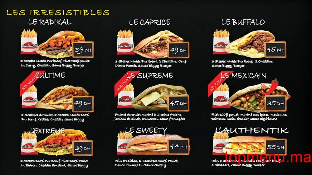 Restaurant L’Authentik menu page 4 L’Authentik menu page 4