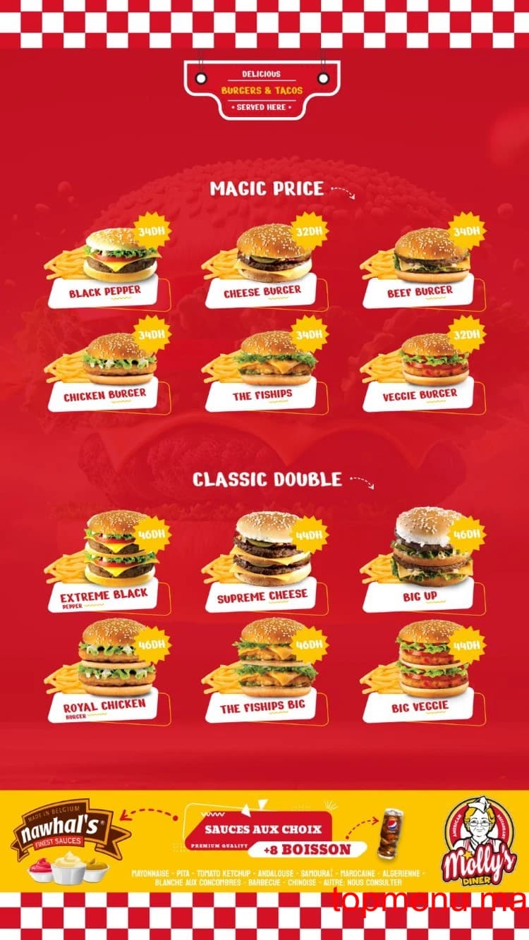 Restaurant Molly’s Diner menu page 1 Molly’s Diner menu page 1