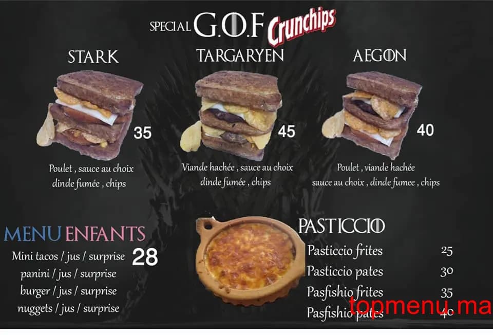 Restaurant Game of Food menu page 3 Game of Food menu page 3