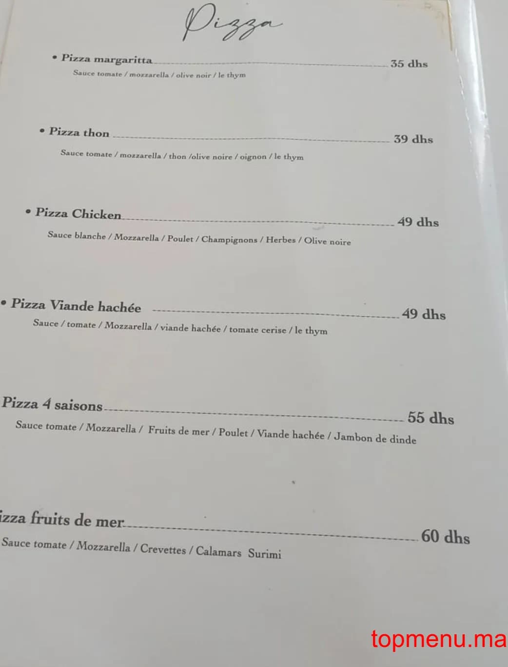 Restaurant Le comptoir menu page 7 Le comptoir menu page 7