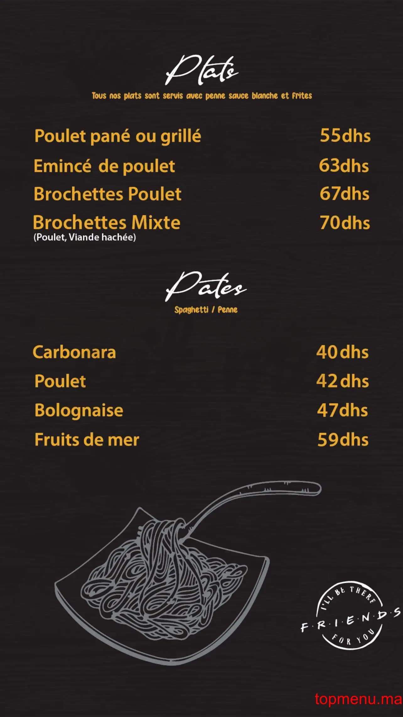 Restaurant Friends kenitra menu page 3 Friends kenitra menu page 3