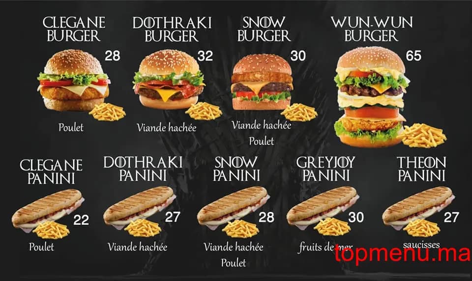 Restaurant Game of Food menu page 4 Game of Food menu page 4