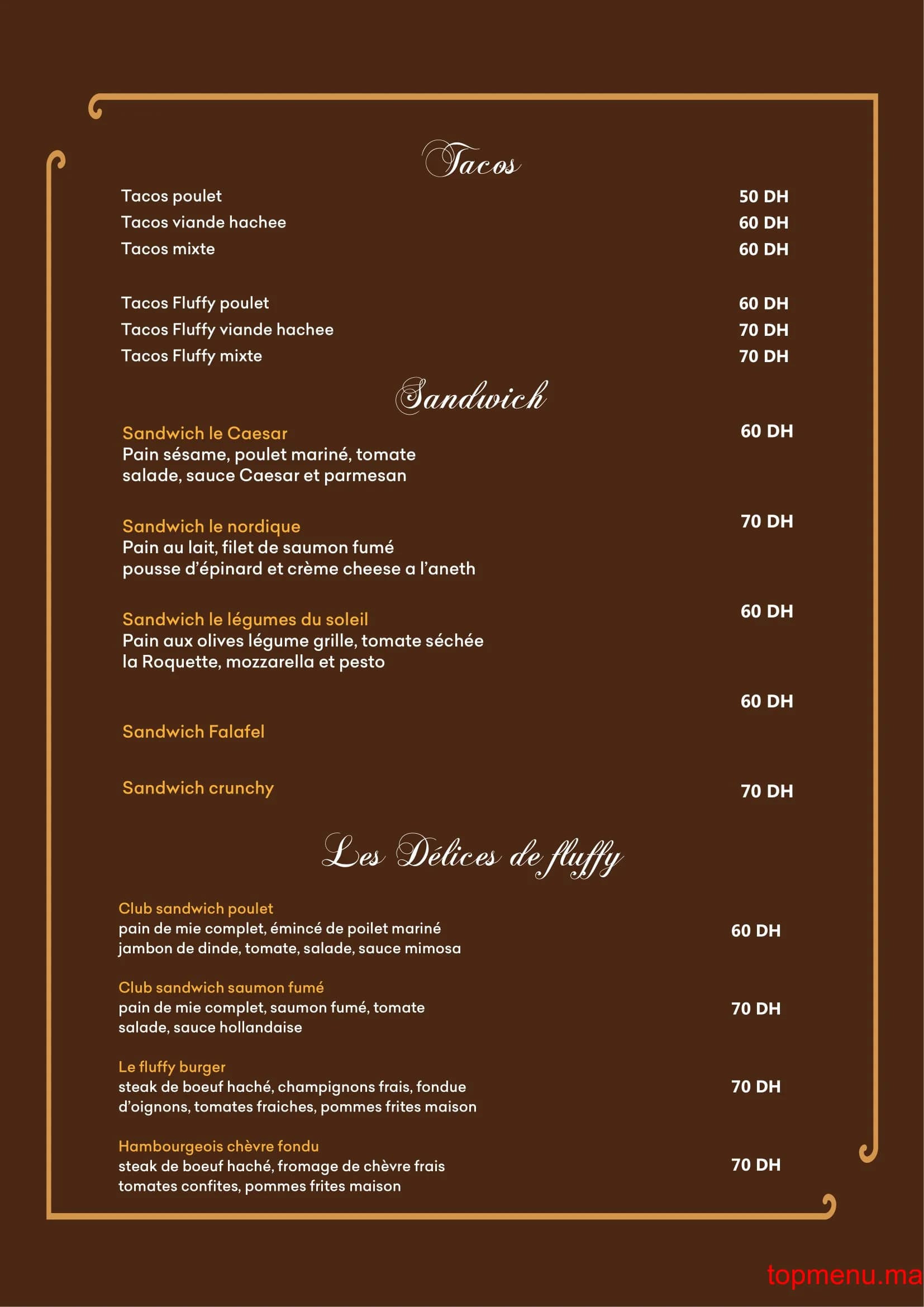 Restaurant Fluffy menu page 11 Fluffy menu page 11