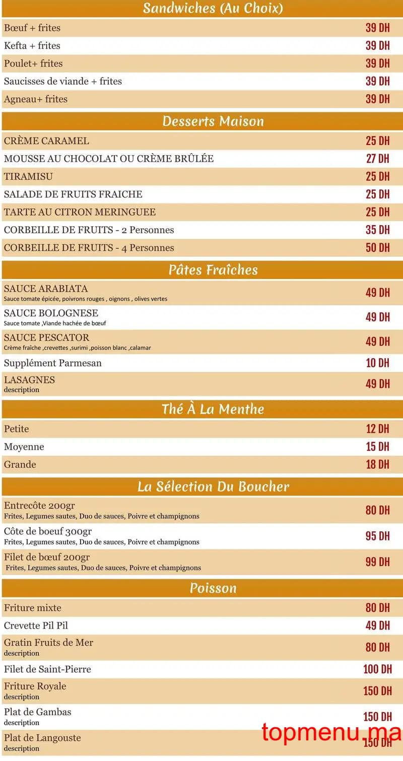 Restaurant Muraille de l’Ourika menu page 4 Muraille de l’Ourika menu page 4