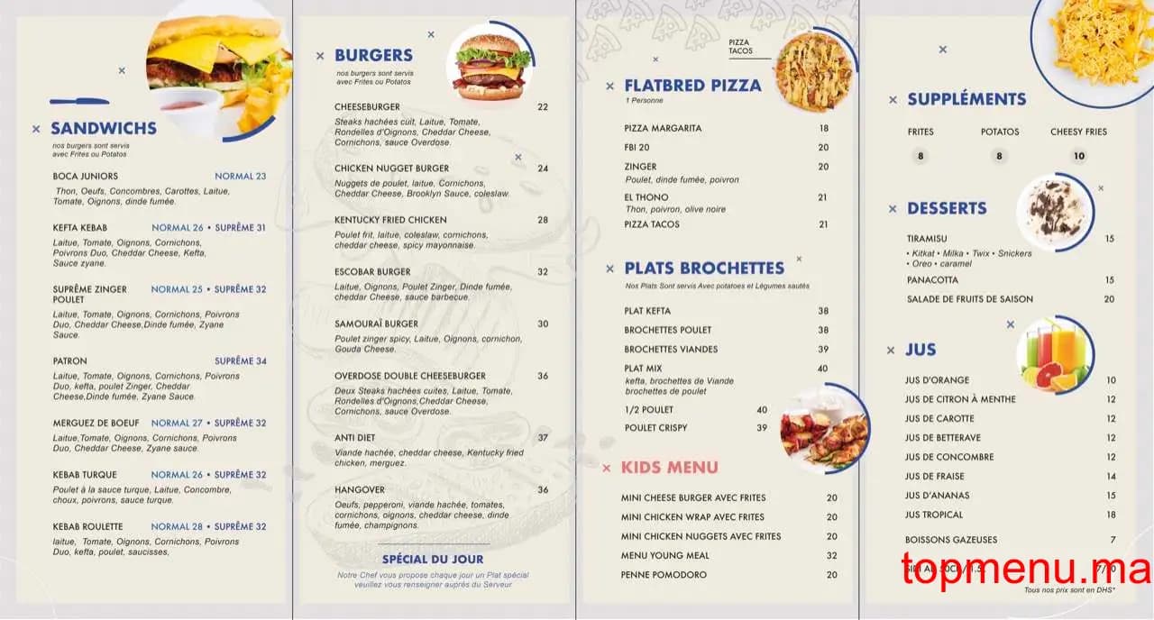 Restaurant Zyane meals menu page 1 Zyane meals menu page 1