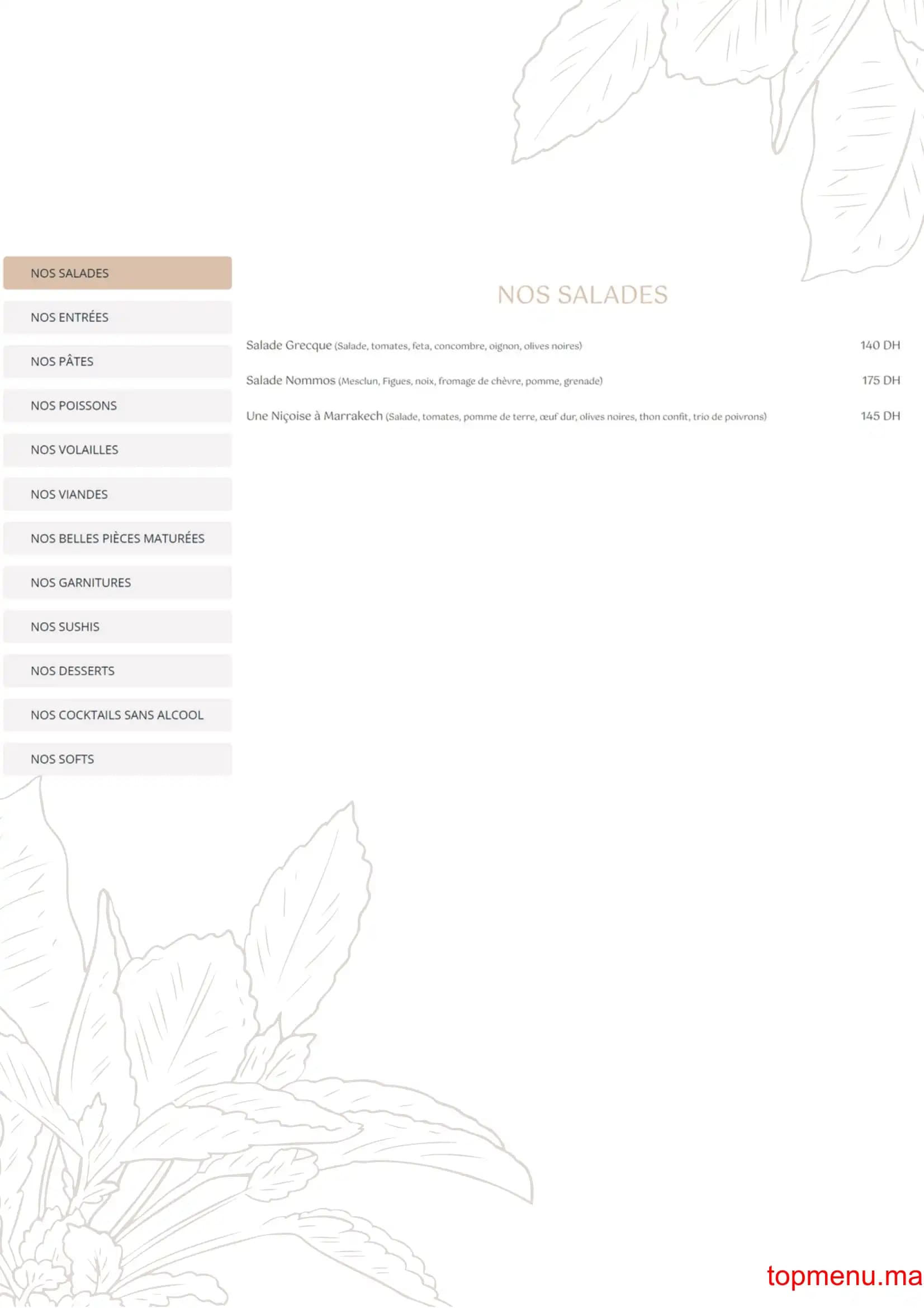 Restaurant Nommos menu page 1 Nommos menu page 1