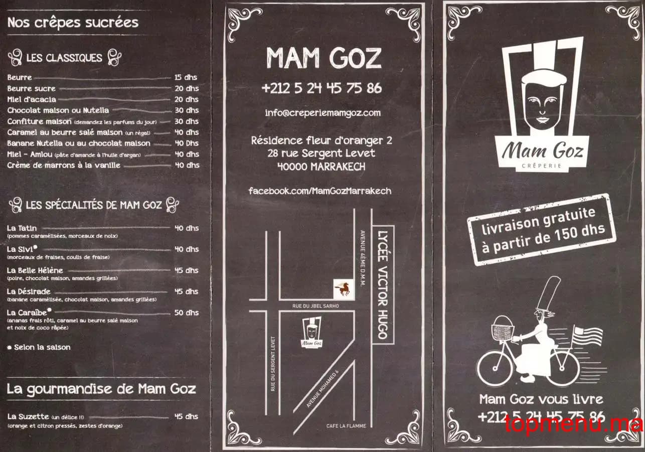 Restaurant Mam Goz menu page 1 Mam Goz menu page 1