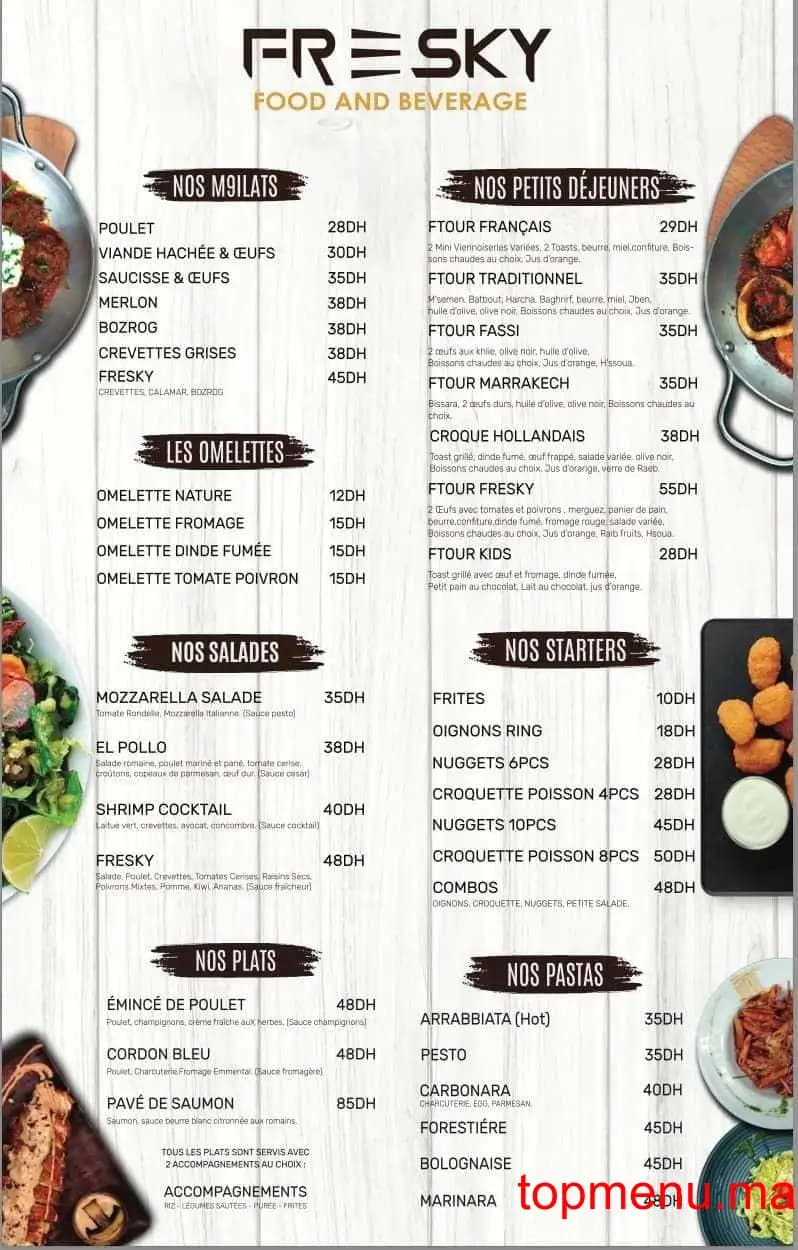 Restaurant Fresky menu page 1 Fresky menu page 1