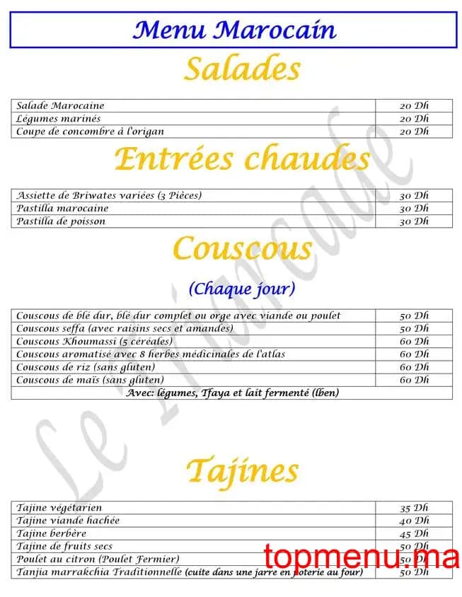 Restaurant Le Triarcade menu page 5 Le Triarcade menu page 5