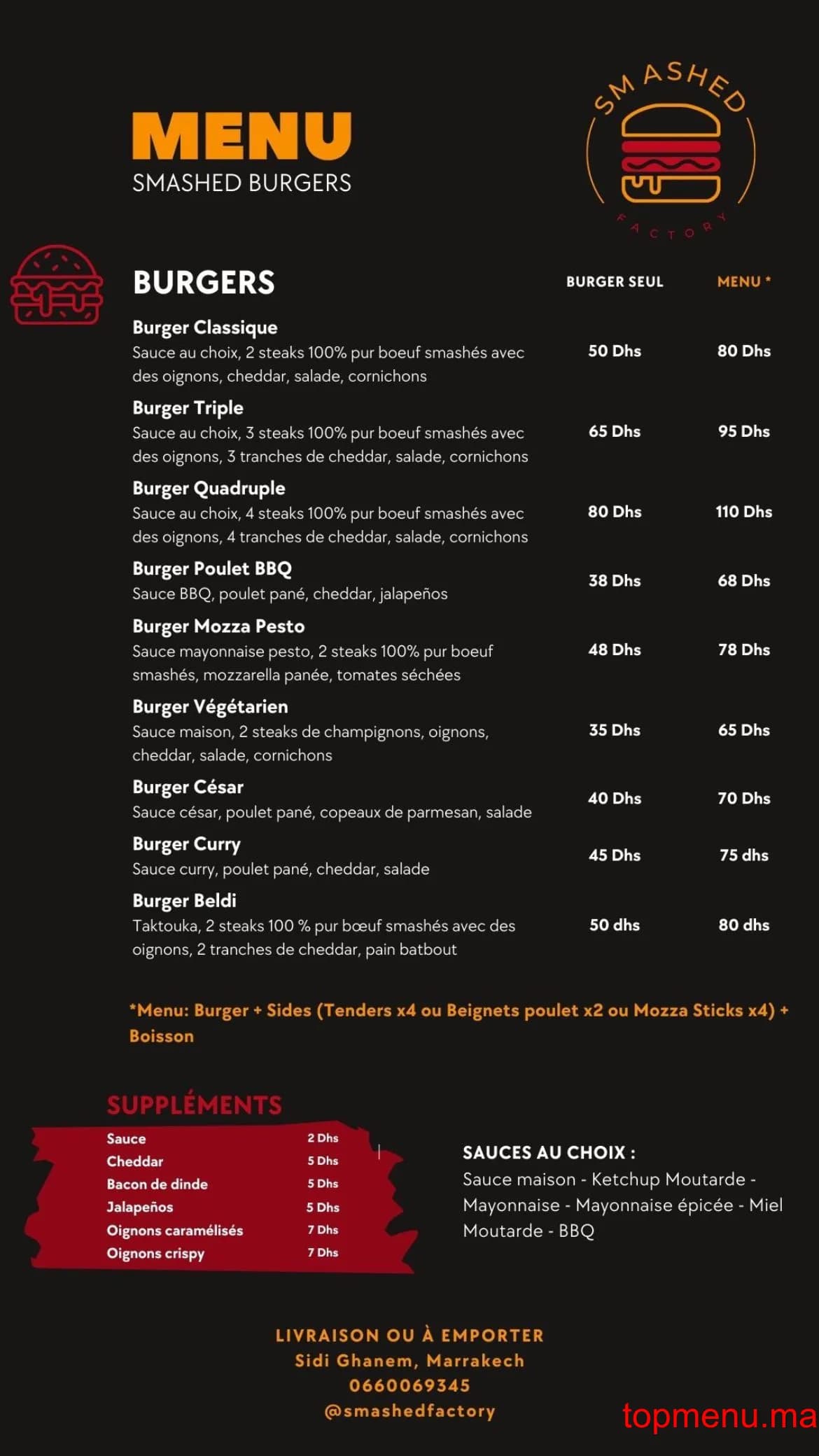 Restaurant Smashed Factory menu page 1 Smashed Factory menu page 1