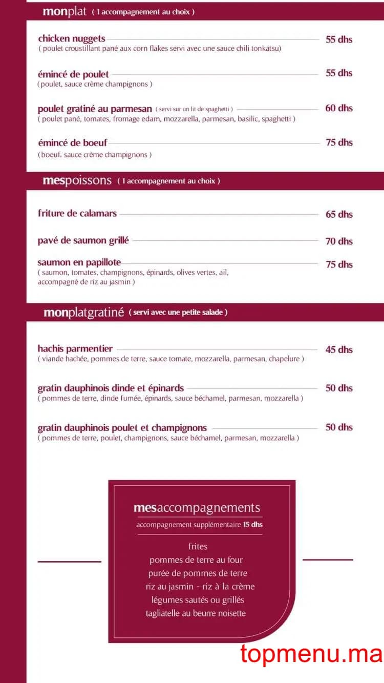Restaurant mon quotidien Targa menu page 9 mon quotidien Targa menu page 9