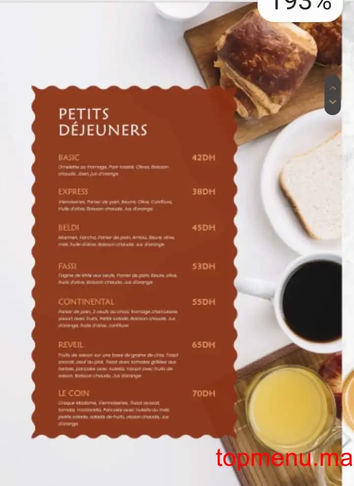 Restaurant Le coin menu page 2 Le coin menu page 2